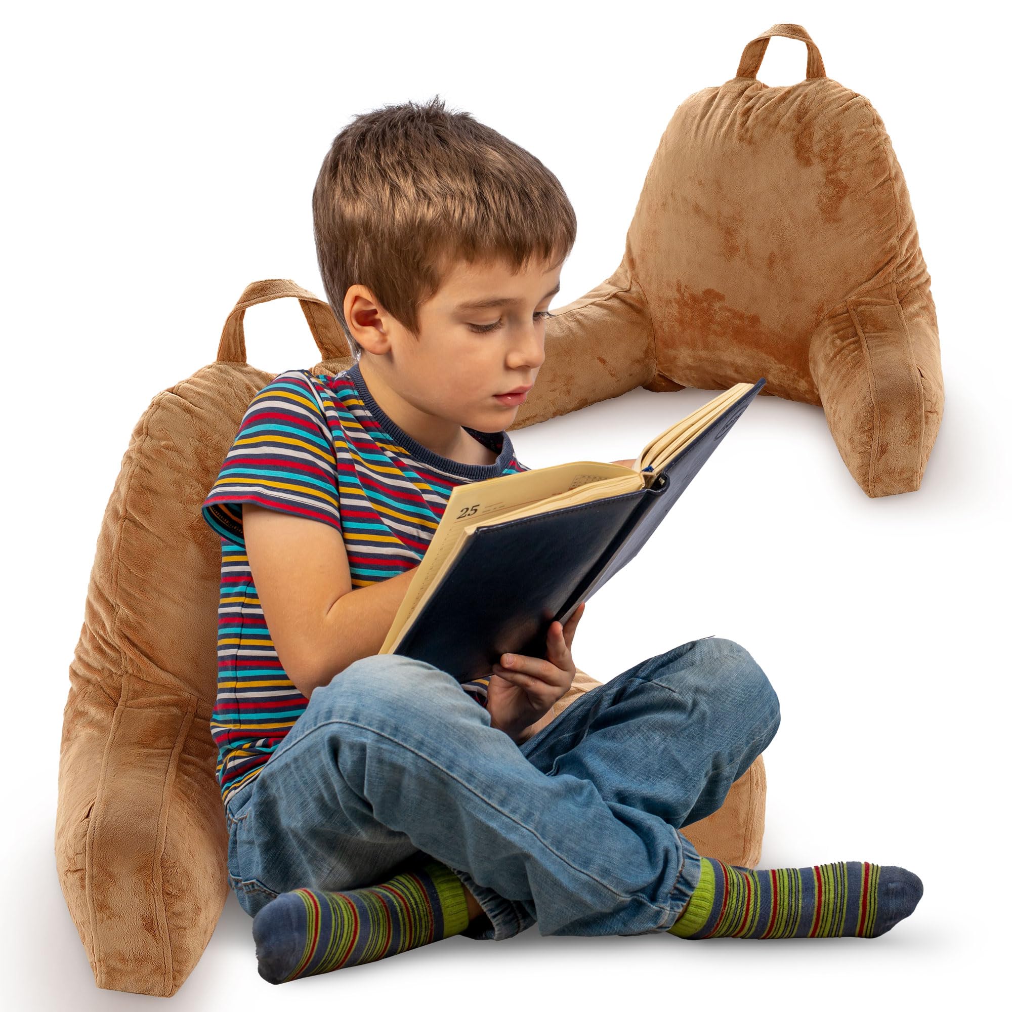 Cheer Collection Reading Pillow With Arms - Portable Bed Pillow For Sitting Up & Support, Foam-Filled Back Rest Pillow For Sitti